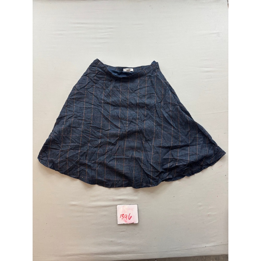 Carolina Belle Montreal Navy Blue Brown Plaid A-Line Skirt Size 2 Academic